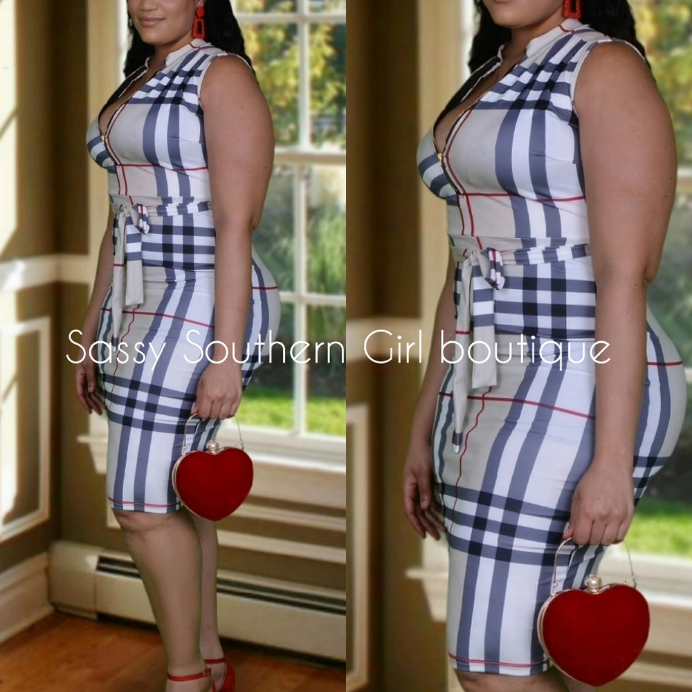 🆕⭐ Plaid midi pencil dress